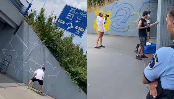 Tvorba v podchode bola pod policajným dohľadom. | Foto: Palo Onder