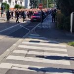 Priaznivcov Spartaka strážia policajti. | Foto: Ultras Spartak Trnava