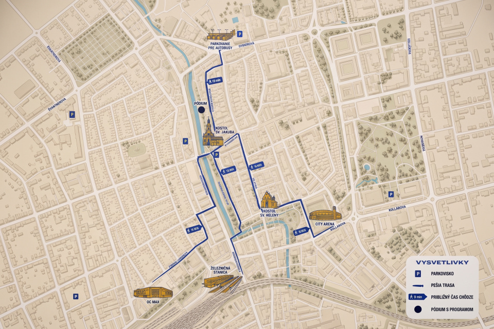 Mapa parkovacích lokalít v Trnave | Zdroj: frantiskani.sk