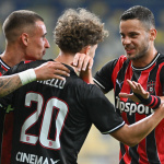 Radosť hráčov Trnavy po strelení prvého gólu | Zdroj foto: Lukáš Grinaj, TASR