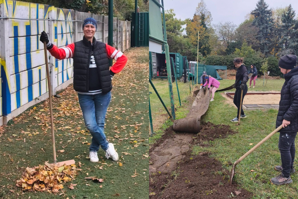 Jesenná brigáda bola spojená s údržbou ihriska pred zimou. | Foto: Panthers Trnava