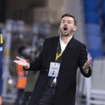 Na snímke tréner Trnavy Michal Gašparík počas zápasu 22. kola futbalovej Fortuna ligy medzi ŠK Slovan Bratislava a FC Spartak Trnava v Bratislave v sobotu 26. februára 2022. Foto: TASR - Pavel Neubauer