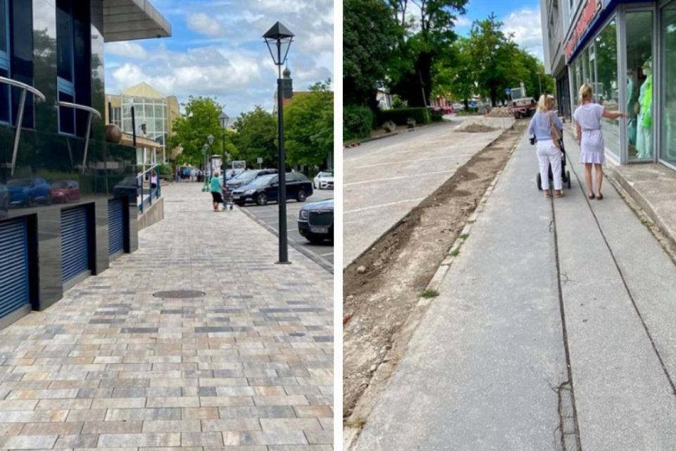 Nová dlažba a pôvodný povrch chodníka | Zdroj: FB TT
