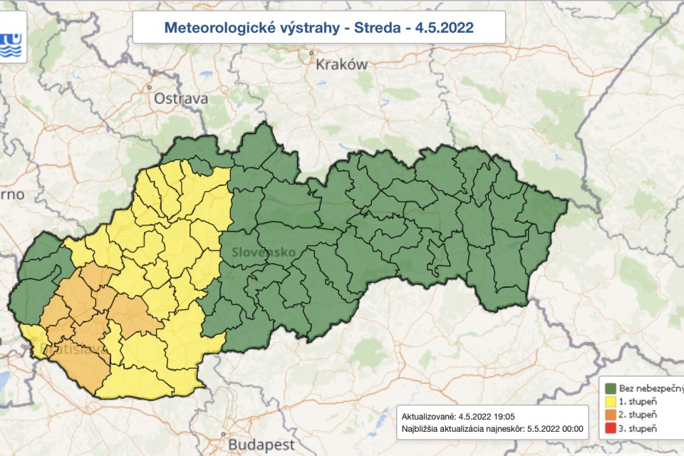 Aktuálne meteo-výstrahy SHMÚ. | Zdroj: SHMÚ
