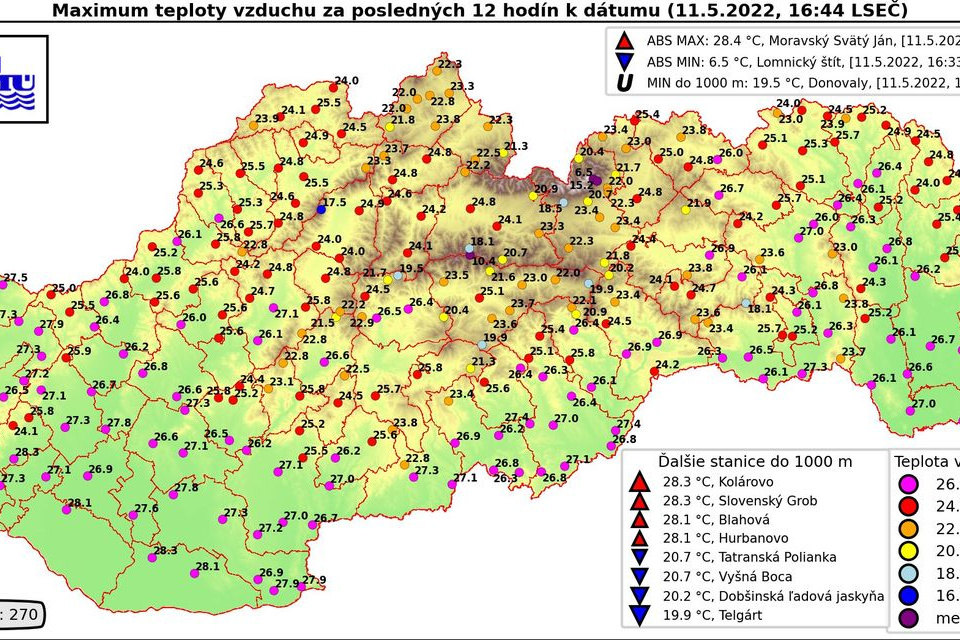 Teploty na Slovensku. | Zdroj: SHMÚ
