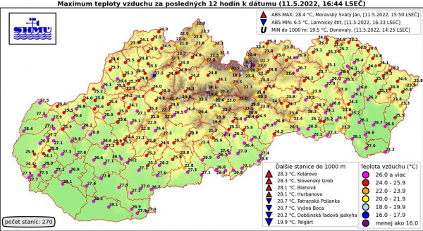 Teploty na Slovensku. | Zdroj: SHMÚ