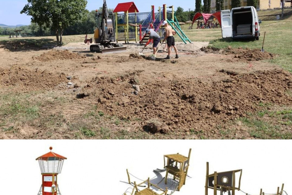 Maják a rybárska loď na ihrisku Kunovskej priehrady