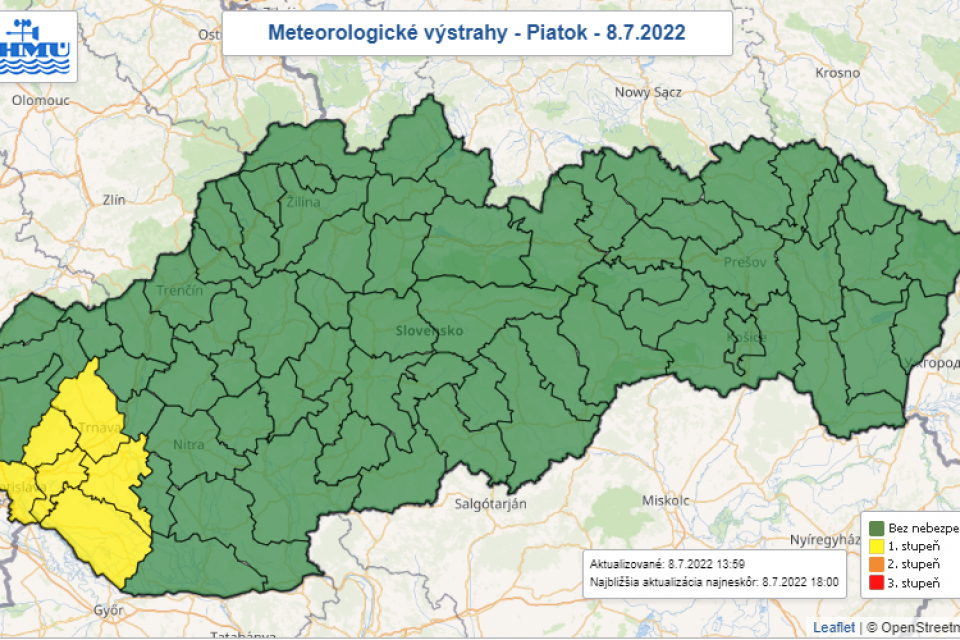 Výstraha pred vetrom 8.7.2022