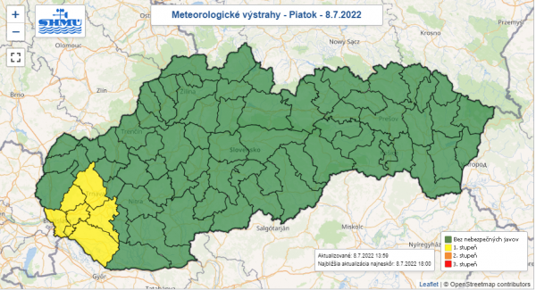 Výstraha pred vetrom 8.7.2022