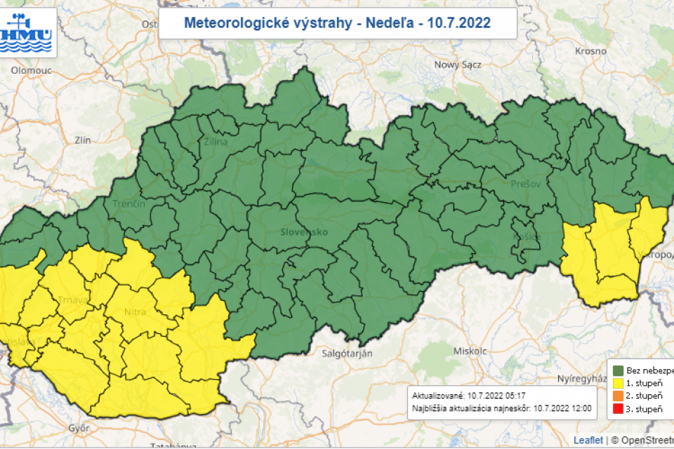 Výstraha pred vetrom 10.7.2022