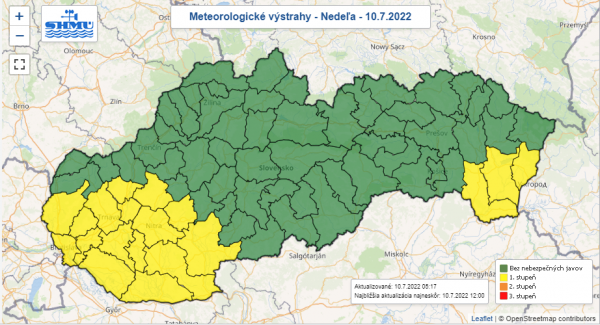Výstraha pred vetrom 10.7.2022