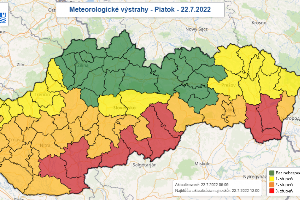 Meteorologické výstrahy - 22.07.22