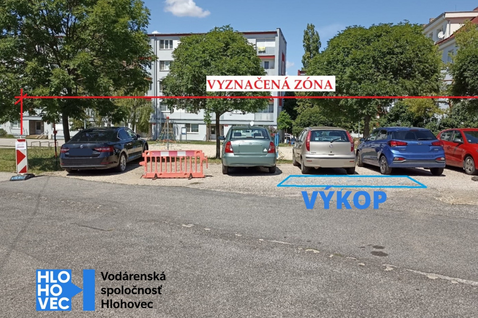 Zaznačenie výkopových prác. l Zdroj: Mesto hlohovec