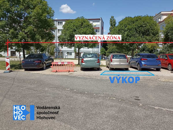 Zaznačenie výkopových prác. l Zdroj: Mesto hlohovec