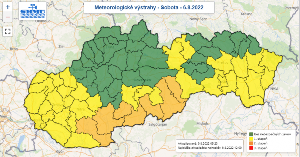 Meteorologické výstrahy 8.6.2022