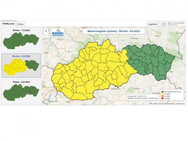Výstrahy na štvrtok | Zdroj: SHMÚ