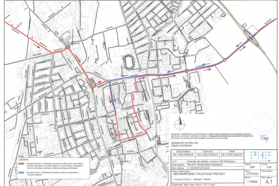 Mapa trasy pelotónu. | Zdroj: Mesto Trnava