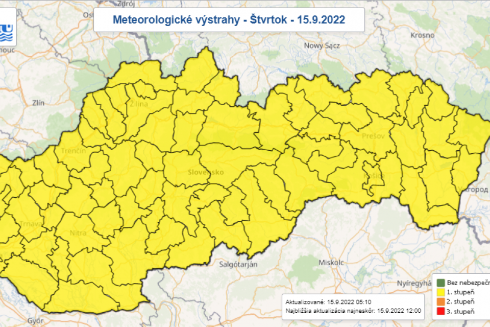 Meteorologické výstrahy | Zdroj: SHMÚ