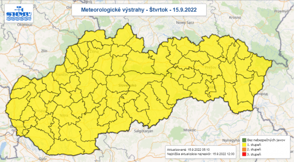 Meteorologické výstrahy | Zdroj: SHMÚ