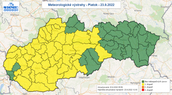 Meteorologické výstrahy 23.9 | Zdroj: SHMÚ.