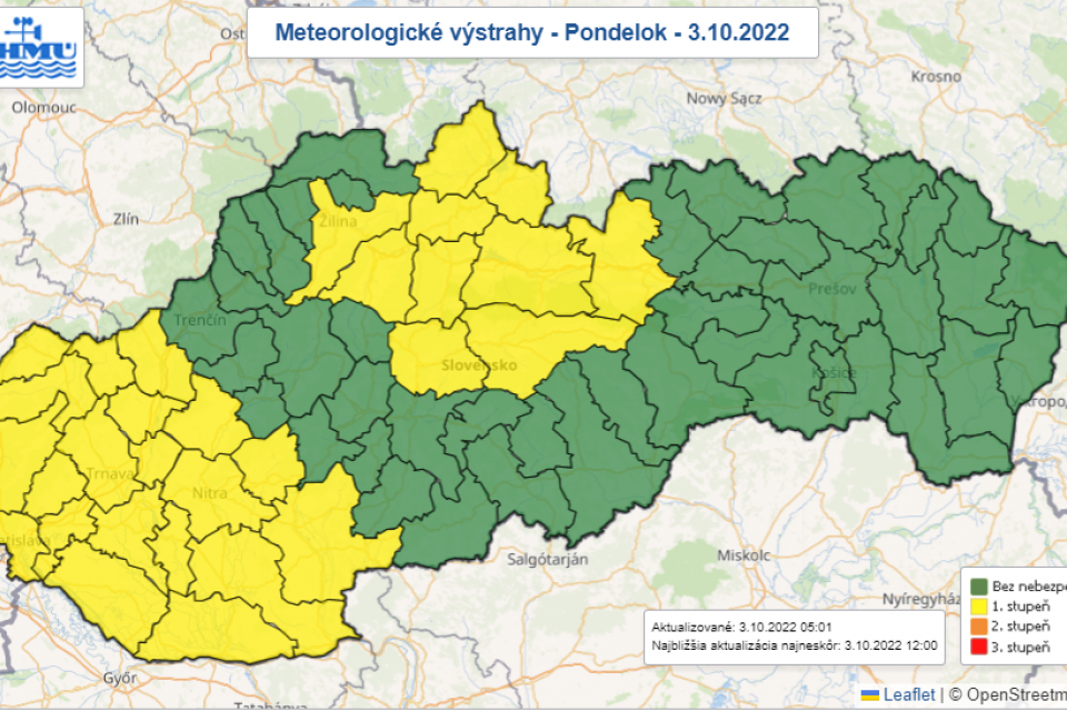 Meteorologické výstrahy 3.10.