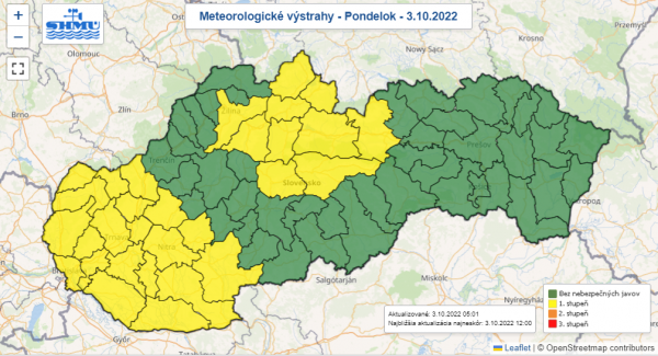 Meteorologické výstrahy 3.10.