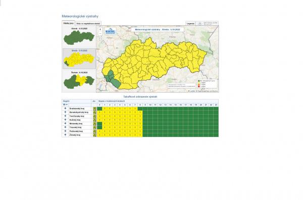 Mapa výstrah na zajtra | Zdroj: SHMÚ