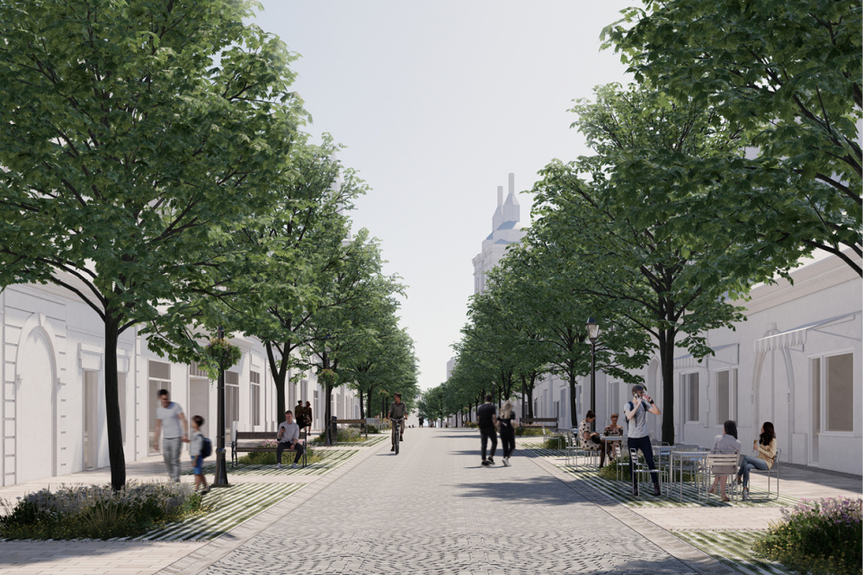 Vizualizácia obnovenej Štefánikovej ulice v Trnave. | Zdroj: Atelier Duma, Mesto Trnava