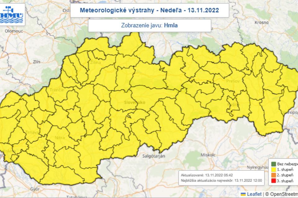 Meteorologické výstrahy 13.11.