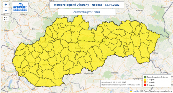 Meteorologické výstrahy 13.11.