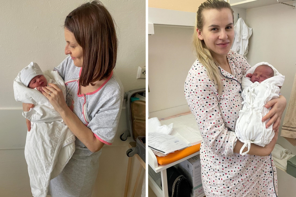 Prvé dieťa roku 2023 narodené vo Fakultnej nemocnici Trnava - Hanka. Na druhej fotke Peťko - posledné dieťa roku 2022 v trnavskej nemocnici | Zdroj: FN TT