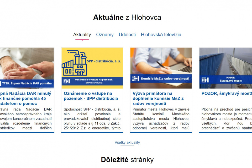 Takto vyzerá webová stránka Hlohovca. | Zdroj: Mesto Hlohovec