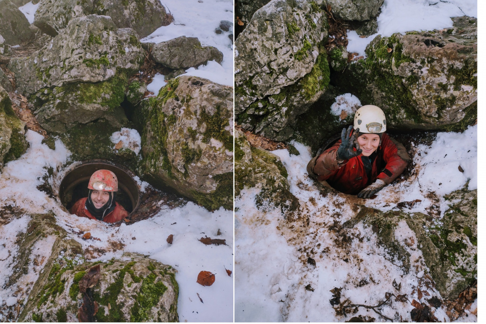 Dvojica ochranárov pri vstupe do jaskyne | Zdroj: CHKO Malé Karpaty