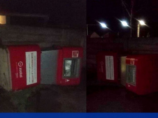 Poškodený kontajner | Zdroj: FB Mesto Hlohovec