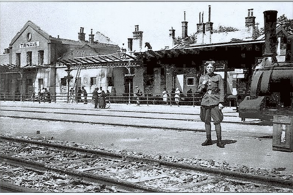 Vyhoretá stanica počas 2. sv. vojny. | Zdroj: Fb Stará Trnava