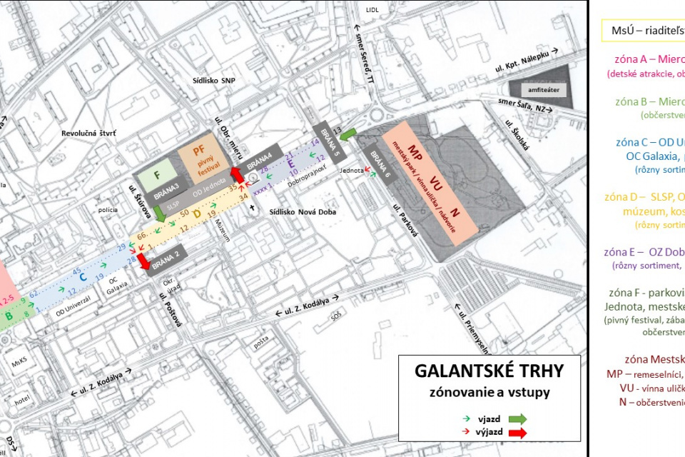 Mapa Galantských trhov 2023 | Zdroj: Mesto Galanta