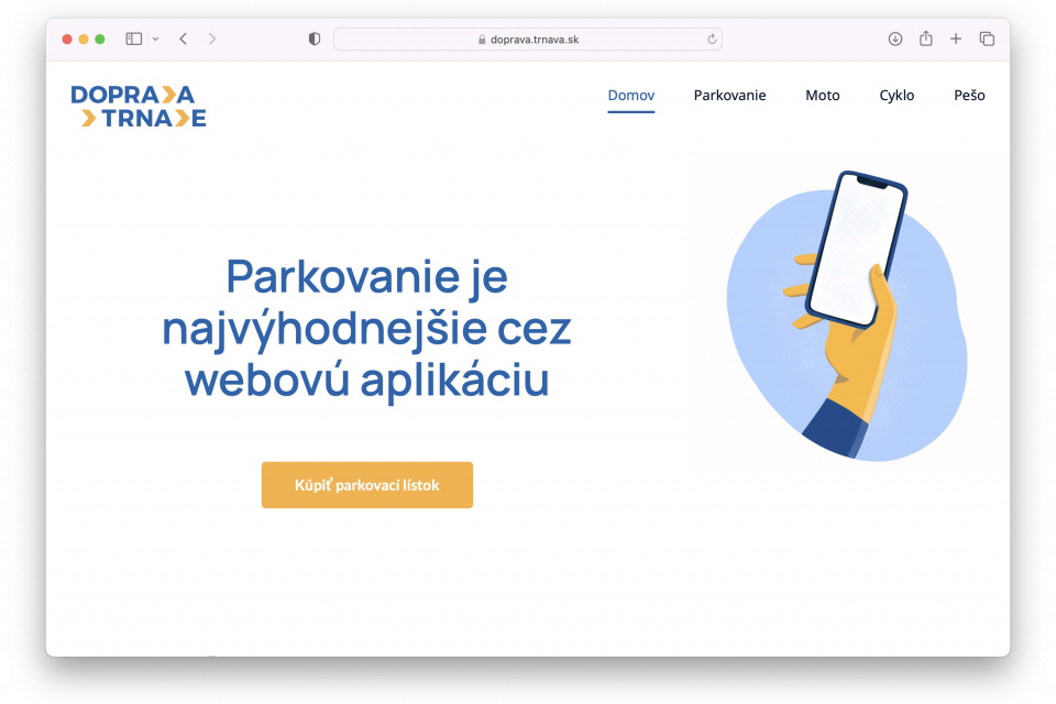 Aktuálna verzia webu doprava.trnava.sk. Mesto chystá nový web. | Reprofoto: red.