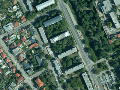 Letecký pohľad, Hospodárska ulica | Foto: Freemap