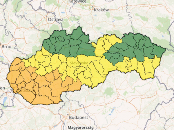 Výstrahy SHMÚ pre utorok (22. 8. 2023). | Zdroj: SHMÚ
