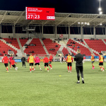 Trnavské rádio v Trenčíne. Sledujeme rozcvičku Bílych Andelov. | Foto: pj, Trnavské rádio