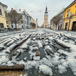 Sneh v centre Trnavy | Zdroj: Pavol Holý, Trnavské rádio