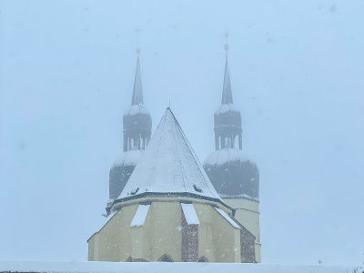 Zasnežená bazilika v Trnave. | Foto: Pavol Holý, Trnavské rádio