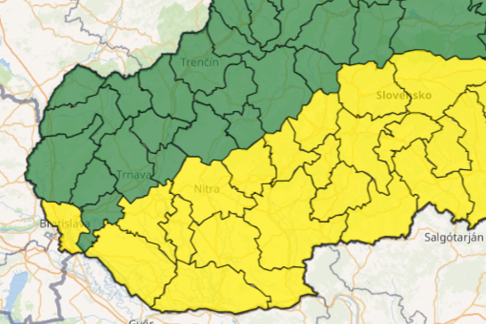 Mapa výstrah | Zdroj: SHMÚ