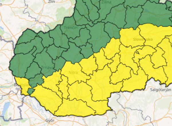 Mapa výstrah | Zdroj: SHMÚ