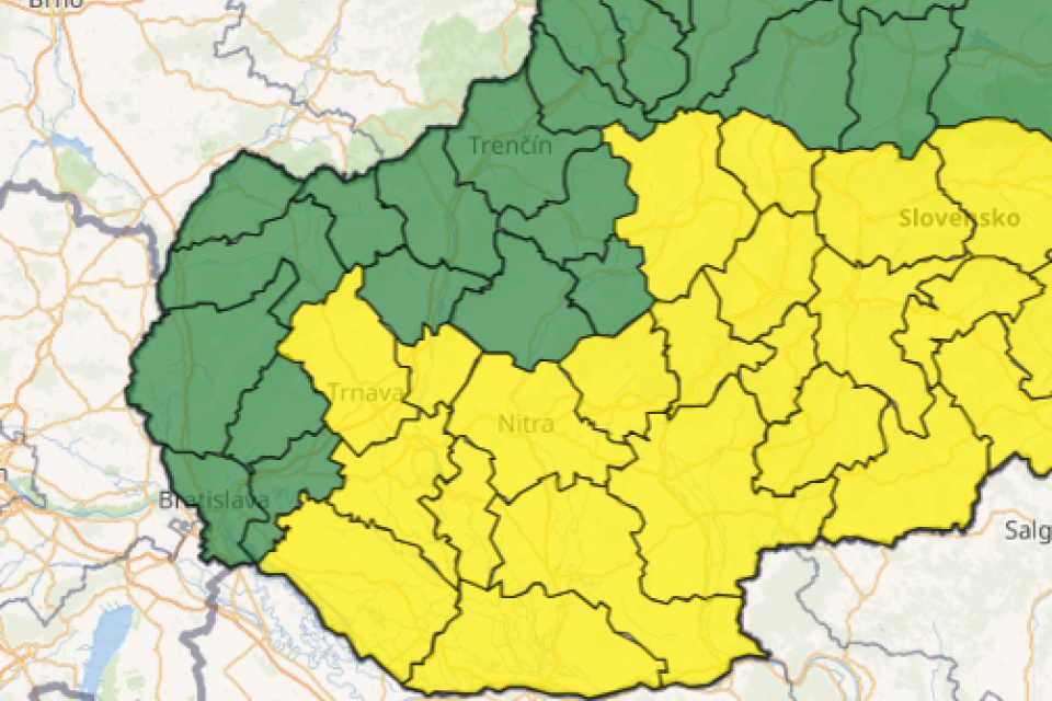 Výstraha pred poľadovicou na mape | Zdroj: SHMÚ