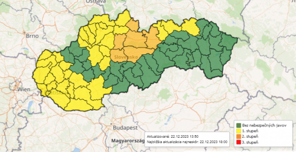 Aktuálna mapa výstrah pred vetrom | Zdroj: SHMÚ