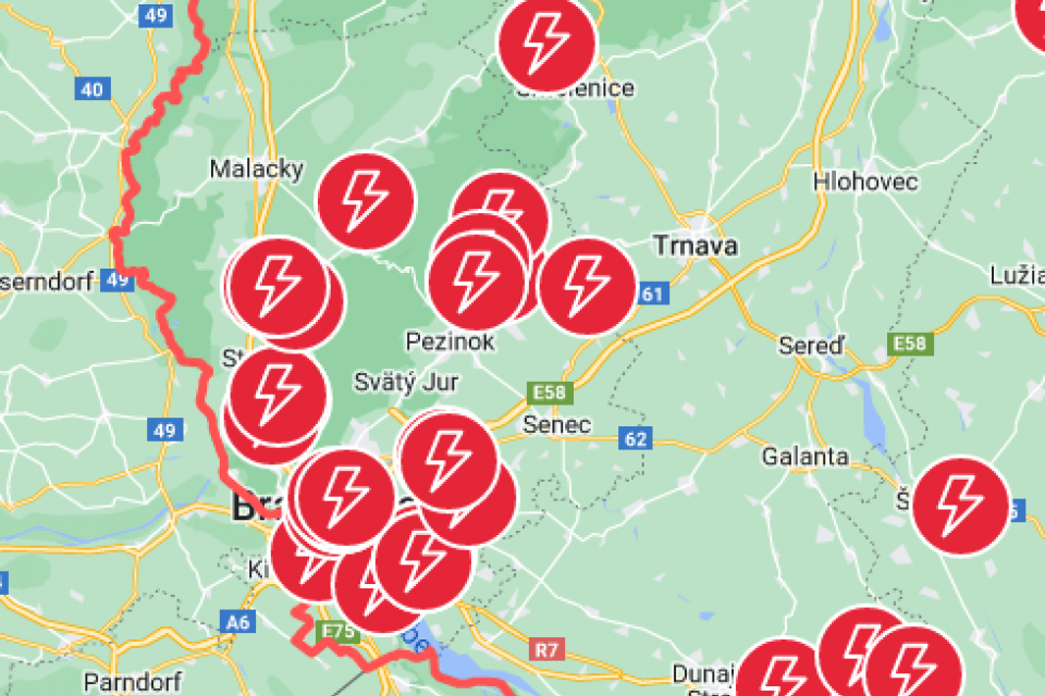 Aktuálna mapa porúch | Zdroj: ZSE