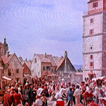 Filmárske Trojičné námestie v Trnave v 18. storočí. | Reprofoto z filmu Posledná bosorka