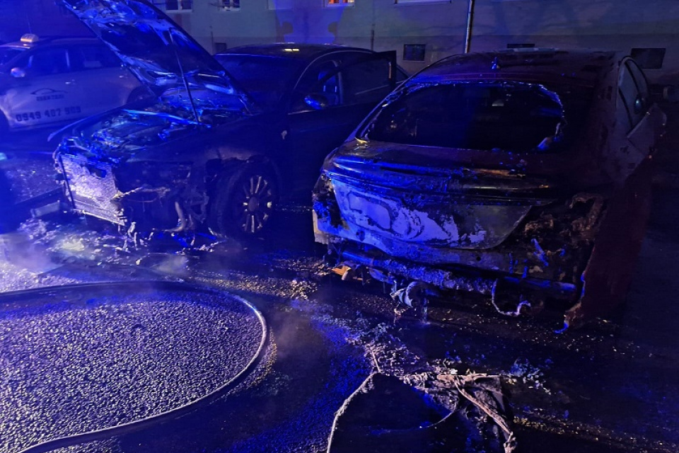Požiar áut | Zdroj: Krajské riaditeľstvo HaZZ v Trnave