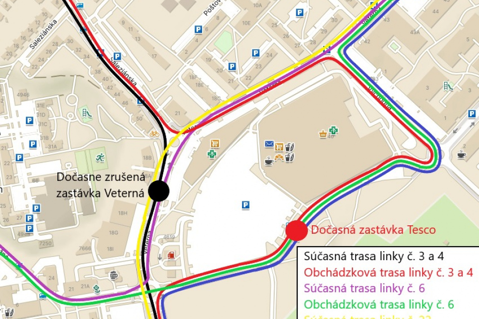 Mapa obchádzok | Zdroj: Mesto Trnava